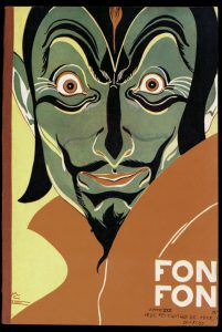 Ilustração de 1920 homem verde com expressão macabra